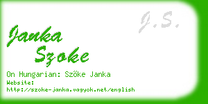 janka szoke business card